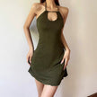 Halter Neck Knitted Women's Mini Dress - Party & Day Style