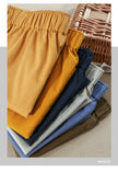 FJØRNA linen blend high-waist women's shorts with elastic waistband, casual pants for comfortable summer wear