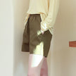 FJØRNA women's linen blend high waist elastic shorts, lightweight and comfortable pants for warm weather, shown in a natural pose.