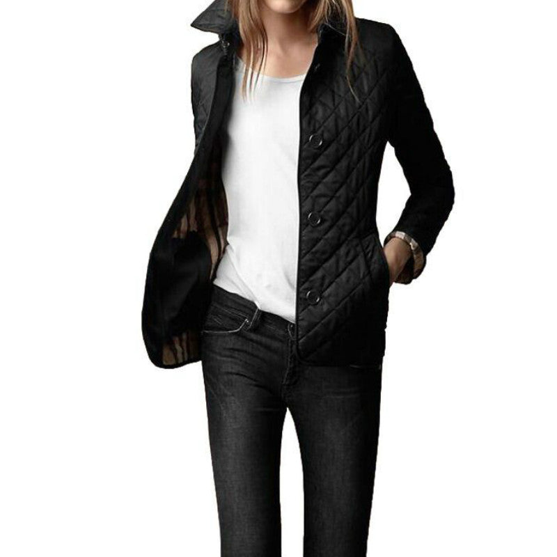 Women's Quilted Button-Up Jacket -  Lightweight, Stylish Outerwear for All Seasons