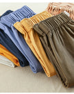 FJØRNA women's linen blend high waist elastic shorts, lightweight and breathable pants with a comfortable fit.