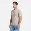 Men's FJØRNA short sleeve henley shirt in soft cotton with a slim fit, casual style, and classic button neckline.