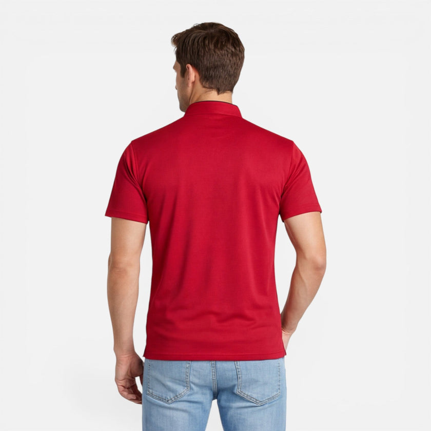 Men's FJØRNA short sleeve Henley shirt in soft cotton with a slim fit, casual men's shirt style.