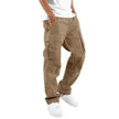 Men's cotton cargo pants with side pockets from FJØRNA, featuring a relaxed fit and practical design.