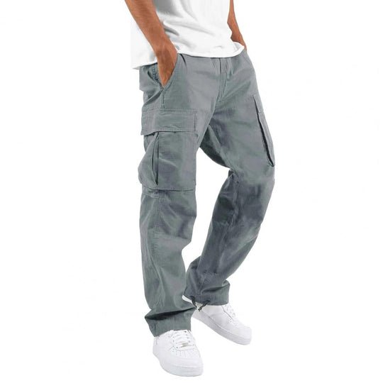 Men's cotton cargo pants with side pockets, stylish and comfortable FJØRNA men's pants for casual wear.