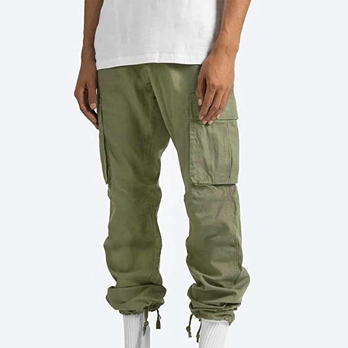 Men's cotton cargo pants with side pockets by FJØRNA, featuring a relaxed fit and durable fabric for everyday wear.