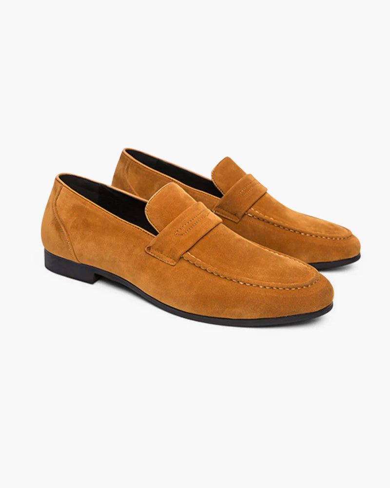 FJØRNA men's suede slip-on shoes with a comfortable design, featuring a sleek loafer style and casual footwear appearance.