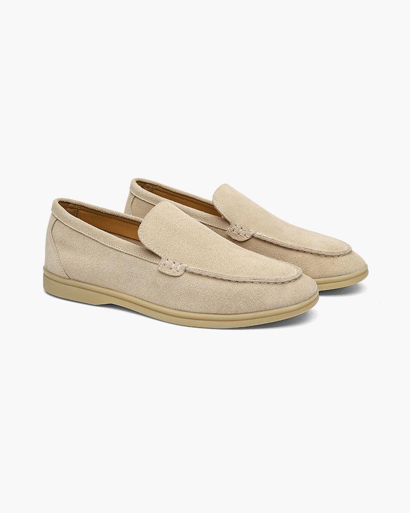 Men's FJØRNA suede loafers with fur lining, classic slip-on slippers made from premium wildleder leather.