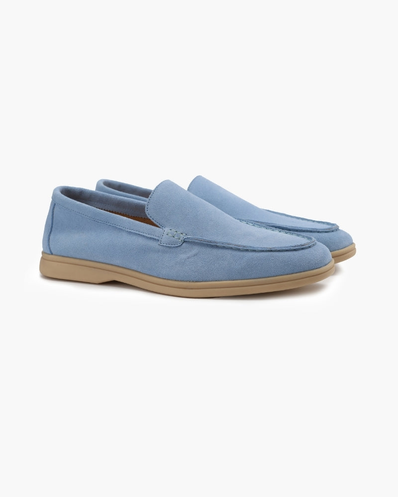FJØRNA men's classic suede slippers with fur lining, premium moccasin style, showcasing comfortable men's loafers in brown suede.