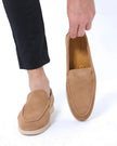 Men's FJØRNA suede loafers, premium moccasin slippers with fur lining, stylish men's footwear for casual and comfortable wear.