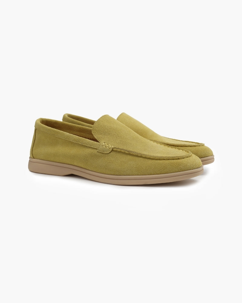 FJØRNA men's classic suede loafers with fur lining, premium leather slippers for men, showcasing stylish and comfortable footwear.