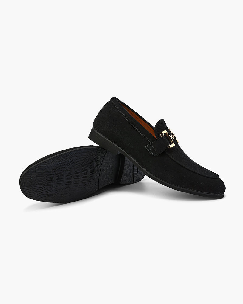 Men's FJØRNA suede moccasins, comfortable and elegant men's shoes made from calf leather, shown in a stylish close-up.