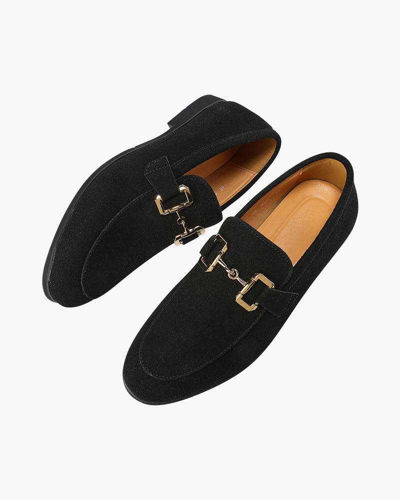 FJØRNA men's comfort suede moccasins with elegant design, showcasing soft calf leather and classic slip-on style.