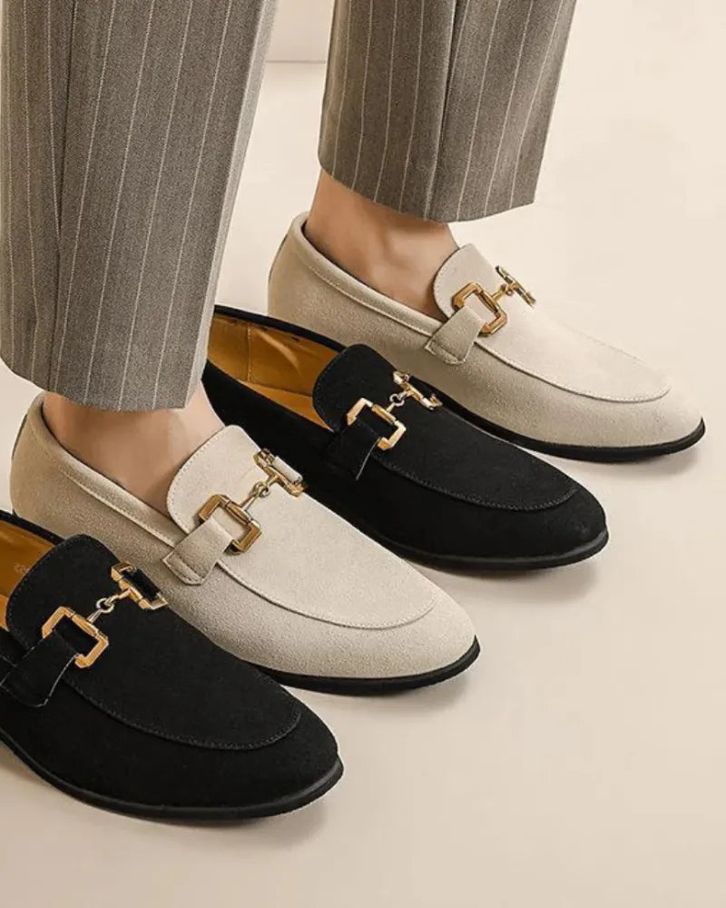 Men's FJØRNA comfort suede moccasins, elegant men's shoes made of calf leather with a soft, stylish design.