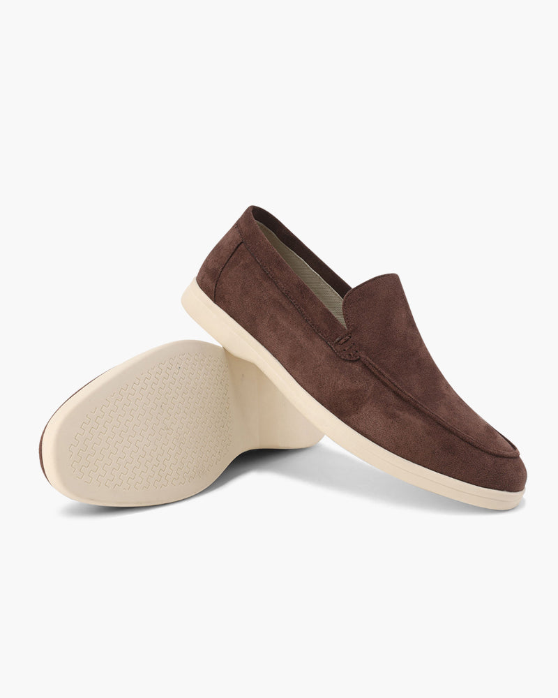 Men's suede moccasins by FJØRNA with supportive insole, stylish men's shoes featuring a classic design and comfortable fit.