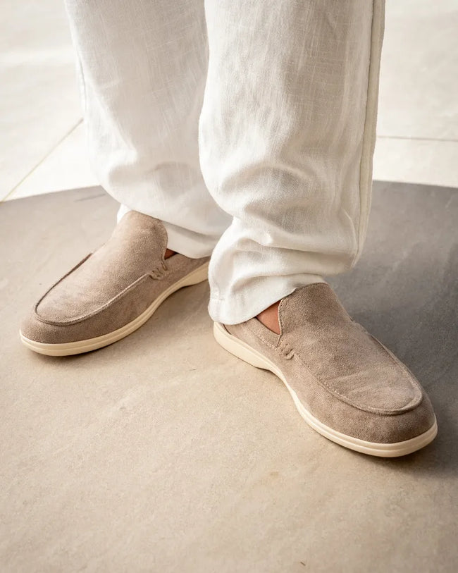 Men's FJØRNA suede moccasins with supportive insole, stylish and comfortable men's shoes with soft leather upper and casual design.