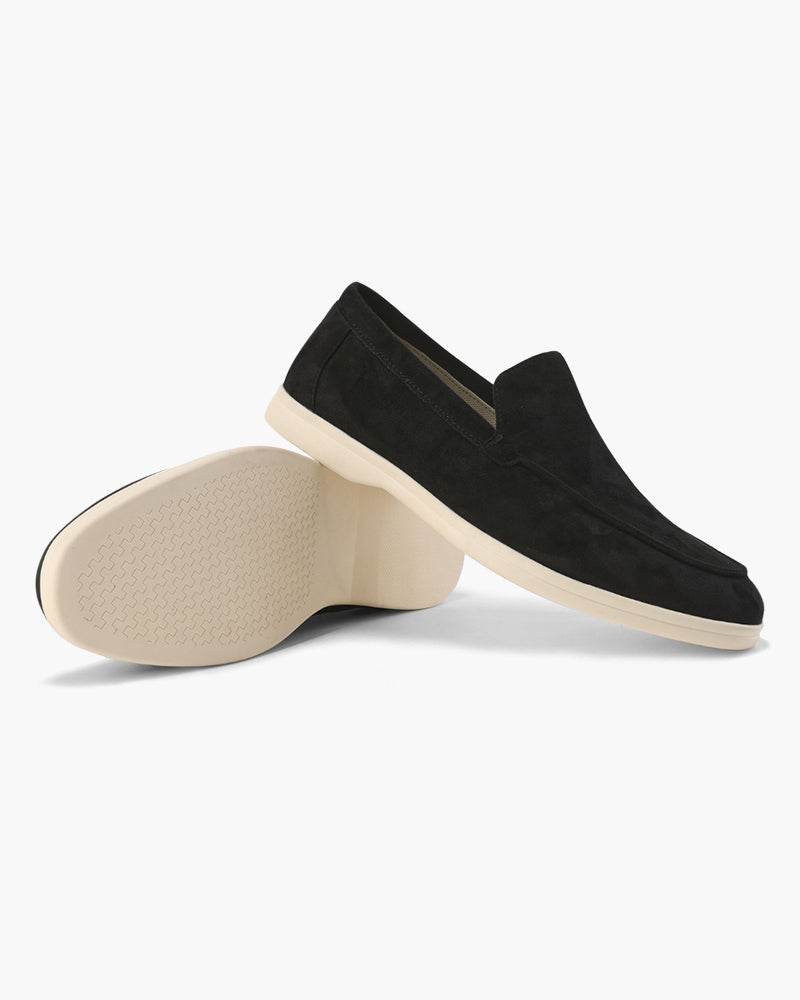 Men's suede moccasins by FJØRNA with supportive insole, stylish men's shoes featuring a soft leather upper and comfortable fit.