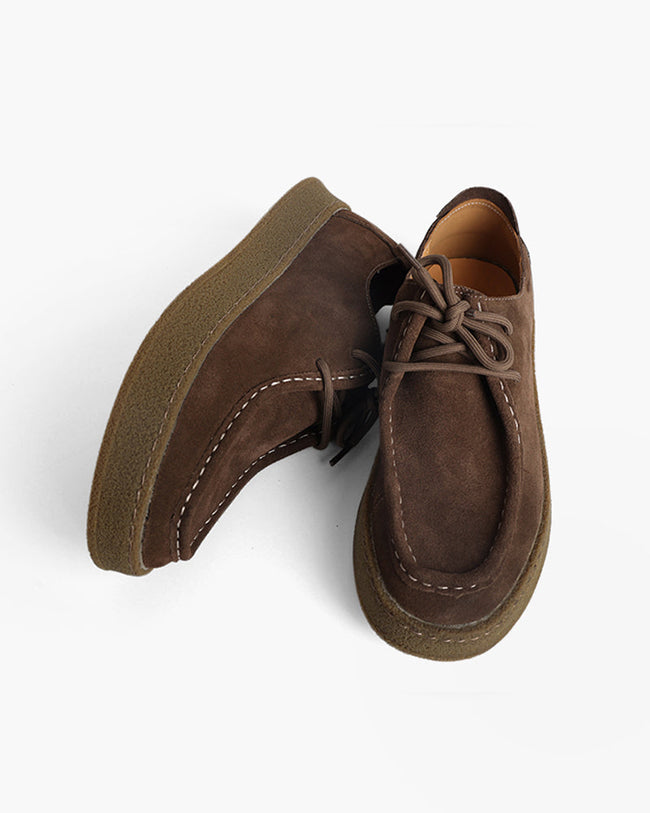 FJØRNA men's suede slippers with rubber soles, stylish dress shoes featuring soft leather and durable slip-resistant bottoms.
