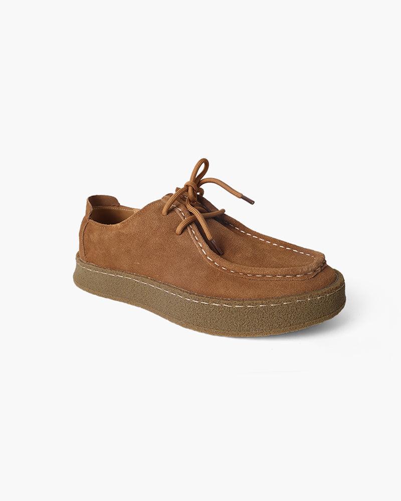 FJØRNA men's suede slippers with rubber soles, stylish men's dress shoes featuring soft leather and durable outsole.
