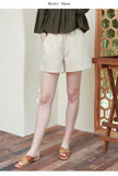Women’s linen blend high waist shorts by FJØRNA with elastic waistband, lightweight summer pants, casual and comfortable fit.