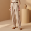 FJØRNA women's high waist slim fit trousers, casual pants with a sleek silhouette and comfortable fit, suitable for everyday wear.