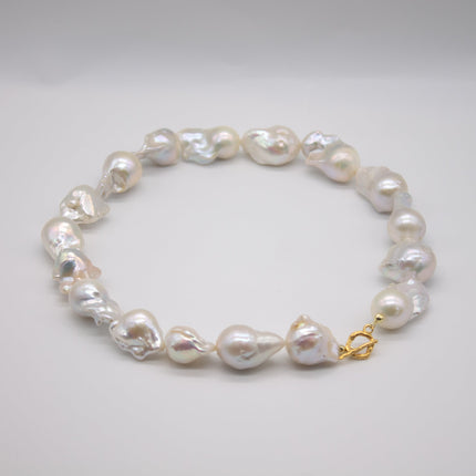 LISGARDEN Bridal Necklace | Elegant Large Baroque Pearls with Gold-Plated Clasp