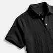 Men's linen short sleeve polo shirt and matching shorts set by FJØRNA, lightweight and casual for warm weather.