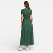 FJØRNA women's cotton maxi dress with short sleeves, comfortable and classic design, perfect for casual summer wear.
