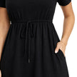 Women's cotton maxi dress by FJØRNA featuring a classic design and short sleeves, perfect for casual and comfortable wear.