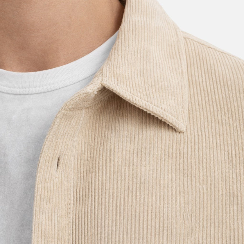 FJØRNA men's overshirt jacket in classic smart casual fit, featuring a button-up design with a modern, versatile style.