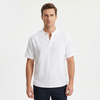 Men's linen short sleeve Henley T-shirt by FJØRNA, light and breathable fabric with a classic buttoned neckline.