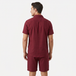 FJØRNA men's linen short sleeve button-up shirt and matching shorts two-piece set, lightweight and casual summer outfit.