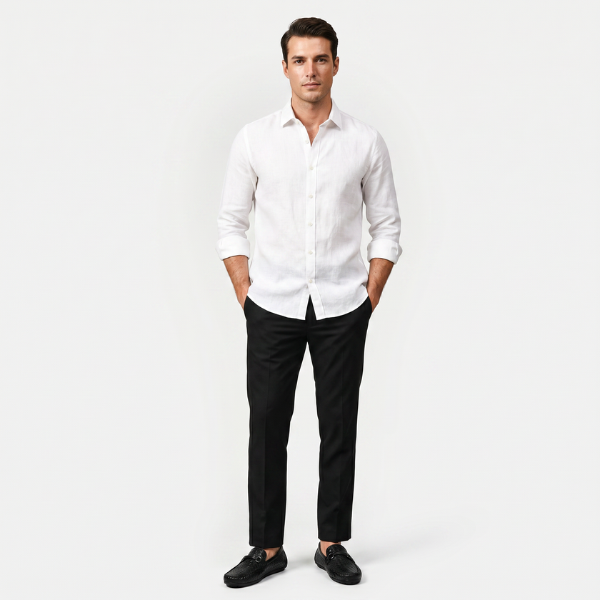 FJØRNA men's woven leather slip-on driving loafers featuring sleek design and comfortable fit.