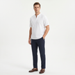 Men's linen short sleeve Henley T-shirt by FJØRNA, showcasing lightweight fabric and classic henley neckline in natural linen material.
