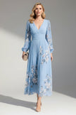 FJØRNA women's floral summer midi dress with V-neck, flowy fabric, perfect for warm weather and casual outings.