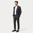 FJØRNA men's leather slip-on business loafers showing sleek black leather shoes with a smooth finish and comfortable design.