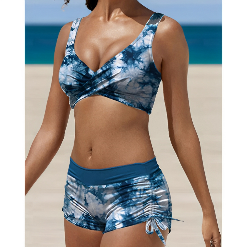 FJØRNA women's two-piece bikini swimwear with removable straps, showcasing a stylish design and adjustable fit.