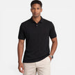 Men's breathable slim fit Jacquard knit polo shirt by FJØRNA, showcasing intricate pattern and casual summer style.