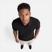 Men's breathable jacquard knit polo shirt by FJØRNA, slim fit casual shirt with intricate pattern, ideal for summer wear.