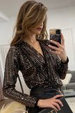 V Neck Glitter Top Women