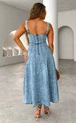 Anouk – Sleeveless Pleated Denim Maxi Dress