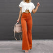 Women's All Season Flared Pants with High Waist and One Button