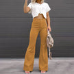 Women's All Season Flared Pants with High Waist and One Button