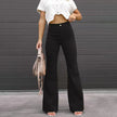 Women's All Season Flared Pants with High Waist and One Button