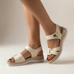 FJØRNA orthopedic platform strap sandals in khaki with buckle detail and supportive design for comfortable wear.
