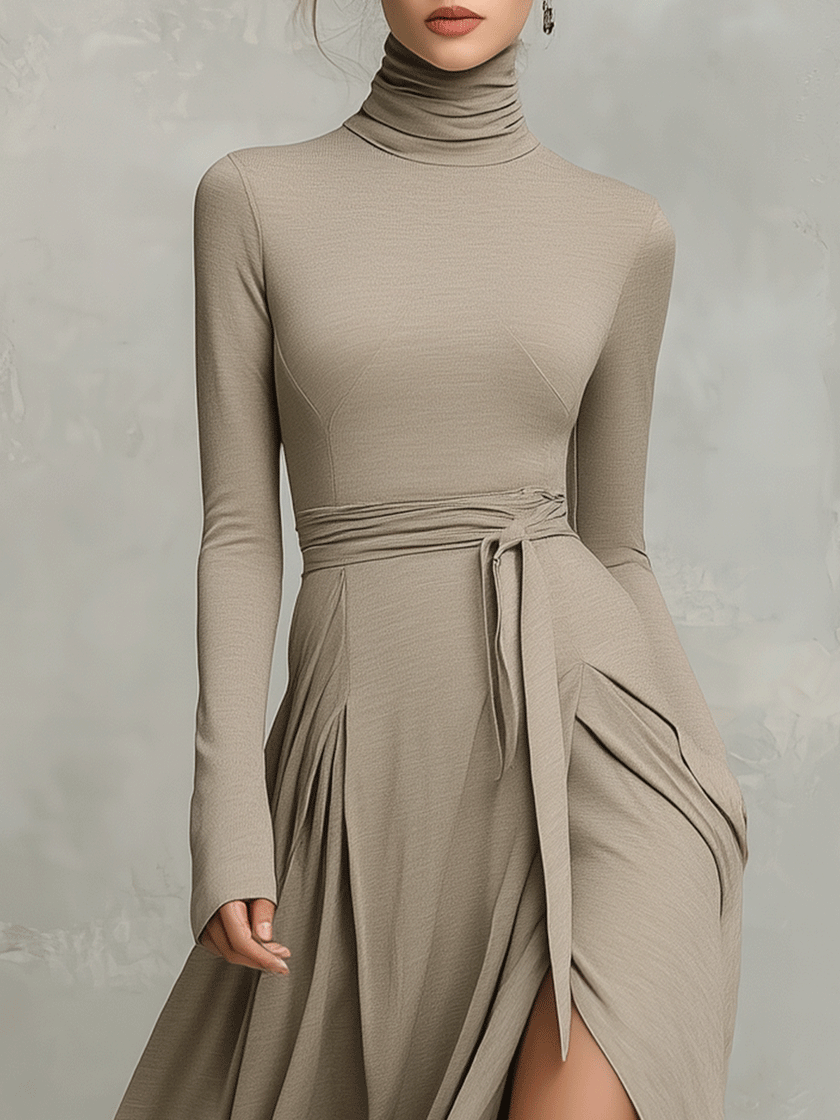 Knit Long Sleeve Midi Dress | Evening Dress