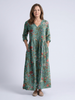 FJØRNA women's summer maxi dress with floral print, flowy lightweight fabric, ideal for warm weather and casual occasions.