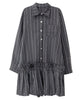 FJØRNA Stripe Tier Shirt Dress in white, featuring a relaxed fit with tiered layers and a classic shirt collar.