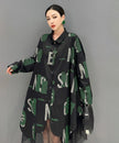 White Abstract Letter Sheer Shirt Dress by FJØRNA, flowing lightweight dress with abstract print and button front detail.