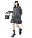 FJØRNA Stripe Tier Shirt Dress in white, featuring a relaxed fit, button front, and tiered design, perfect for casual wear.